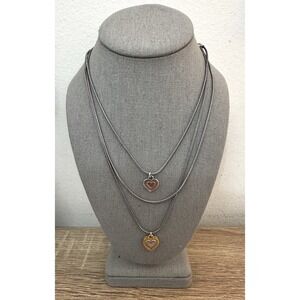 Brighton Rendezvous Necklace Two Tone Silver Gold Heart Multi Strand Elegant